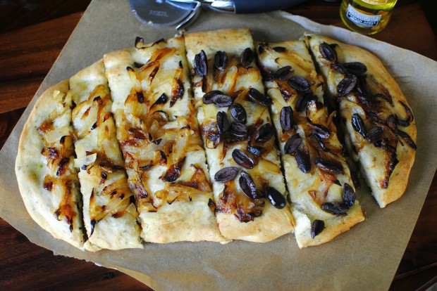 Focaccia with Caramelized Onions and Capers