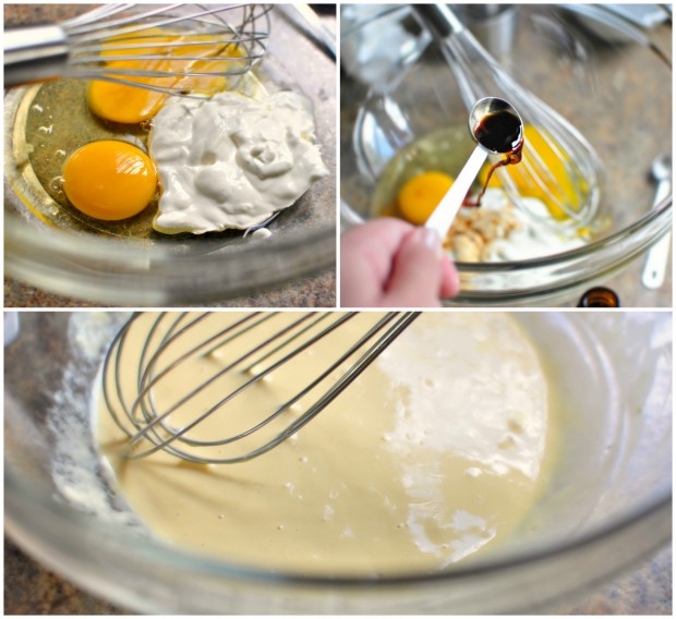 eggs, sour cream... whisked