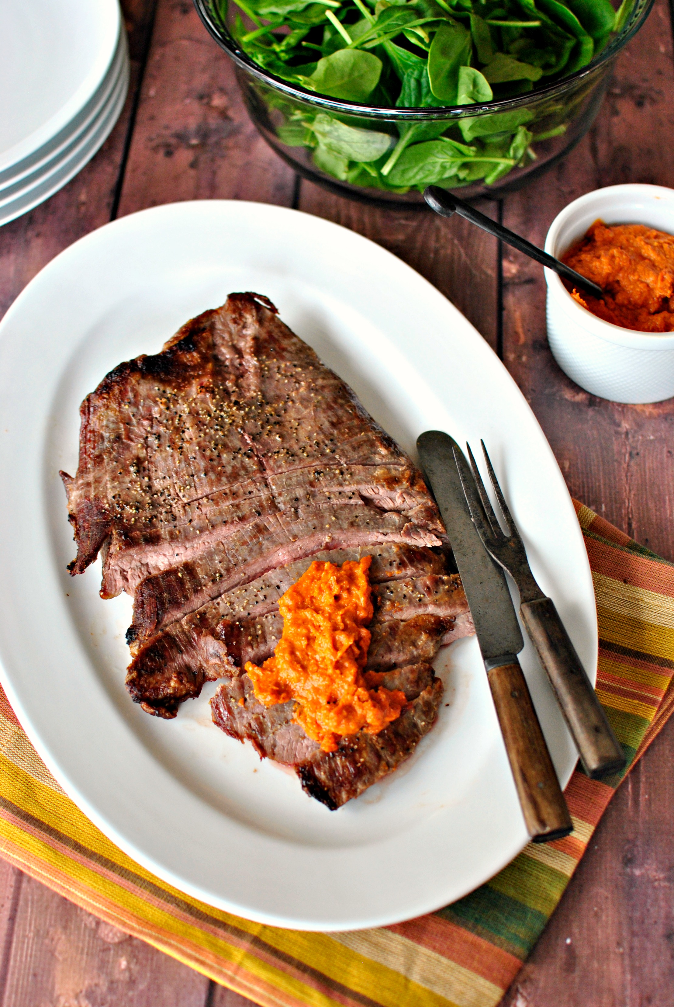 Simple Broiled Flank Steak with Herb Oil Recipe