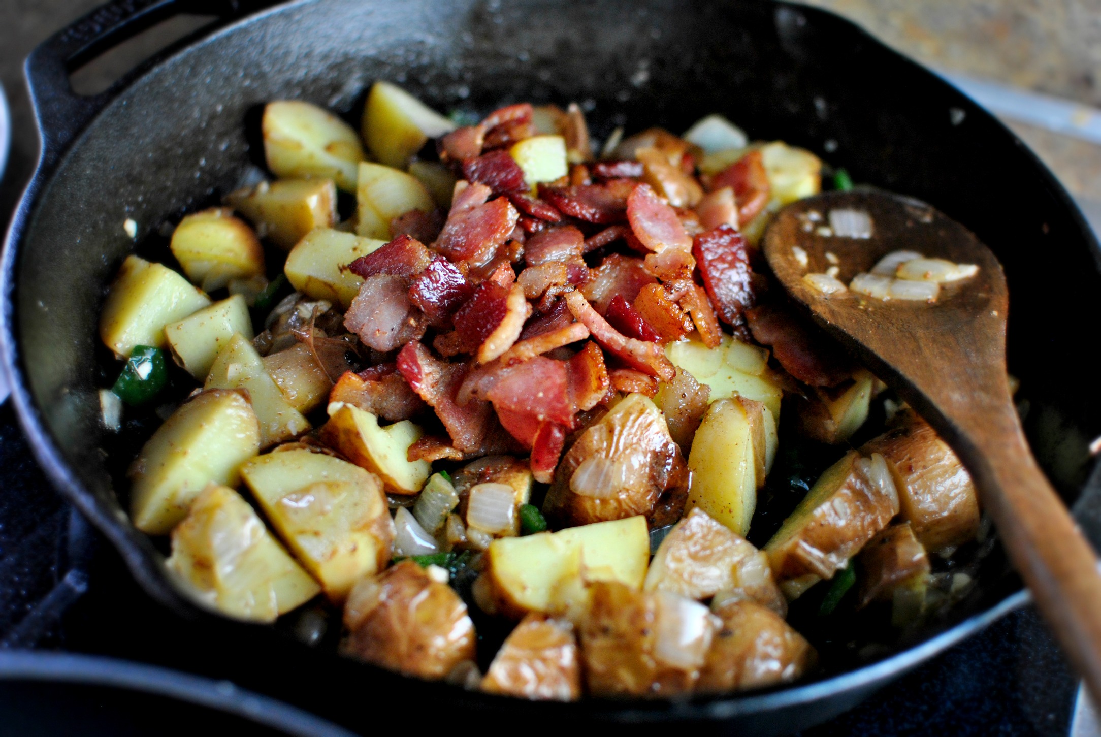 Bacon Potato Poblano Breakfast Skillet - Simply Scratch