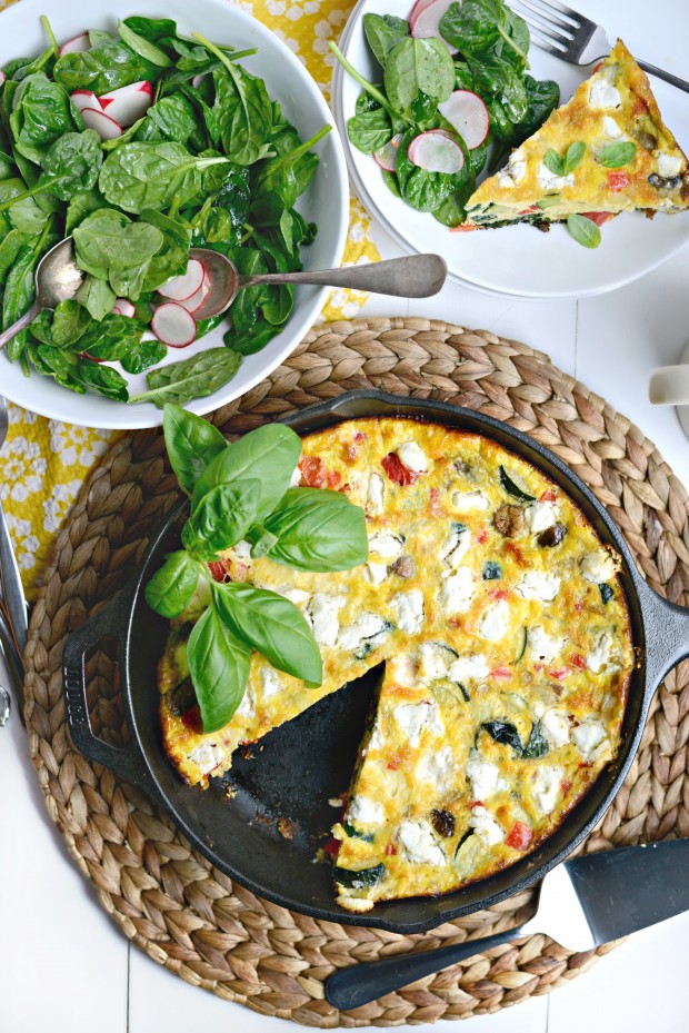 Electric Skillet Vegetable and Goat Cheese Frittata - In the Kitch