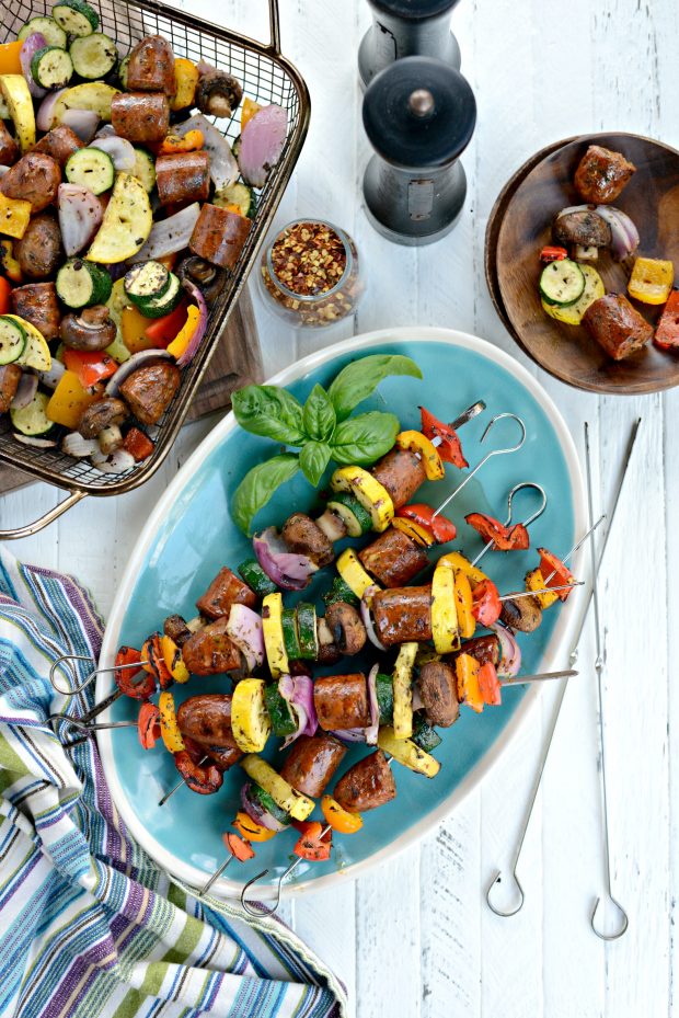 Simply Scratch 30minute Chicken Sausage and Italian Vegetable Kebabs Simply Scratch