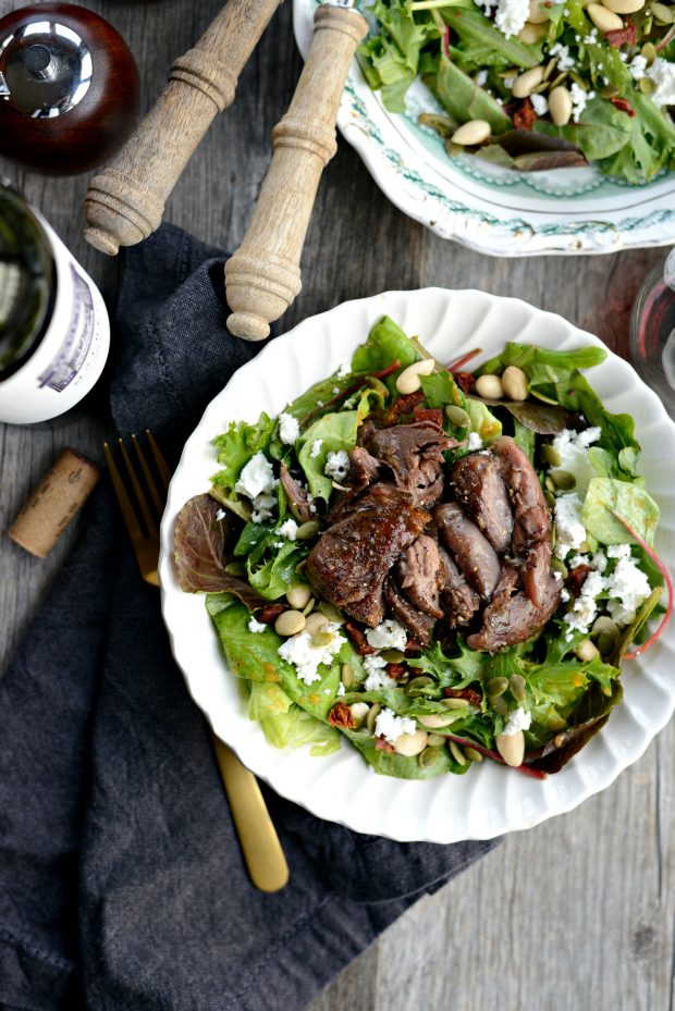 Wine Braised Lamb Salad with Pumpkin Vinaigrette l SimplyScratch.com