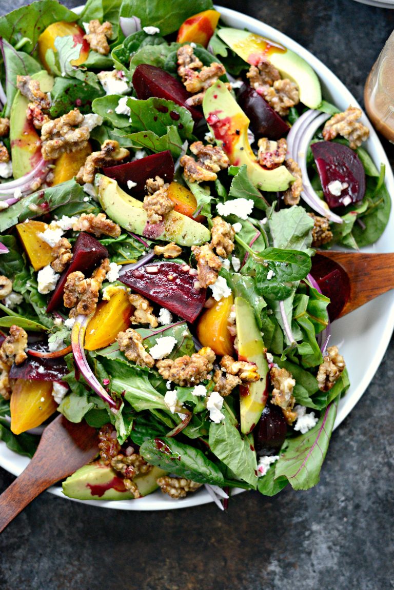 Roasted Beet Salad With Avocado, Goat Cheese, Candied Walnuts And Honey ...