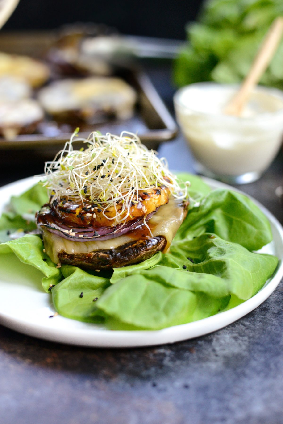 Grilled Teriyaki Portobello Burgers with Honey Wasabi Mayo Simply Scratch