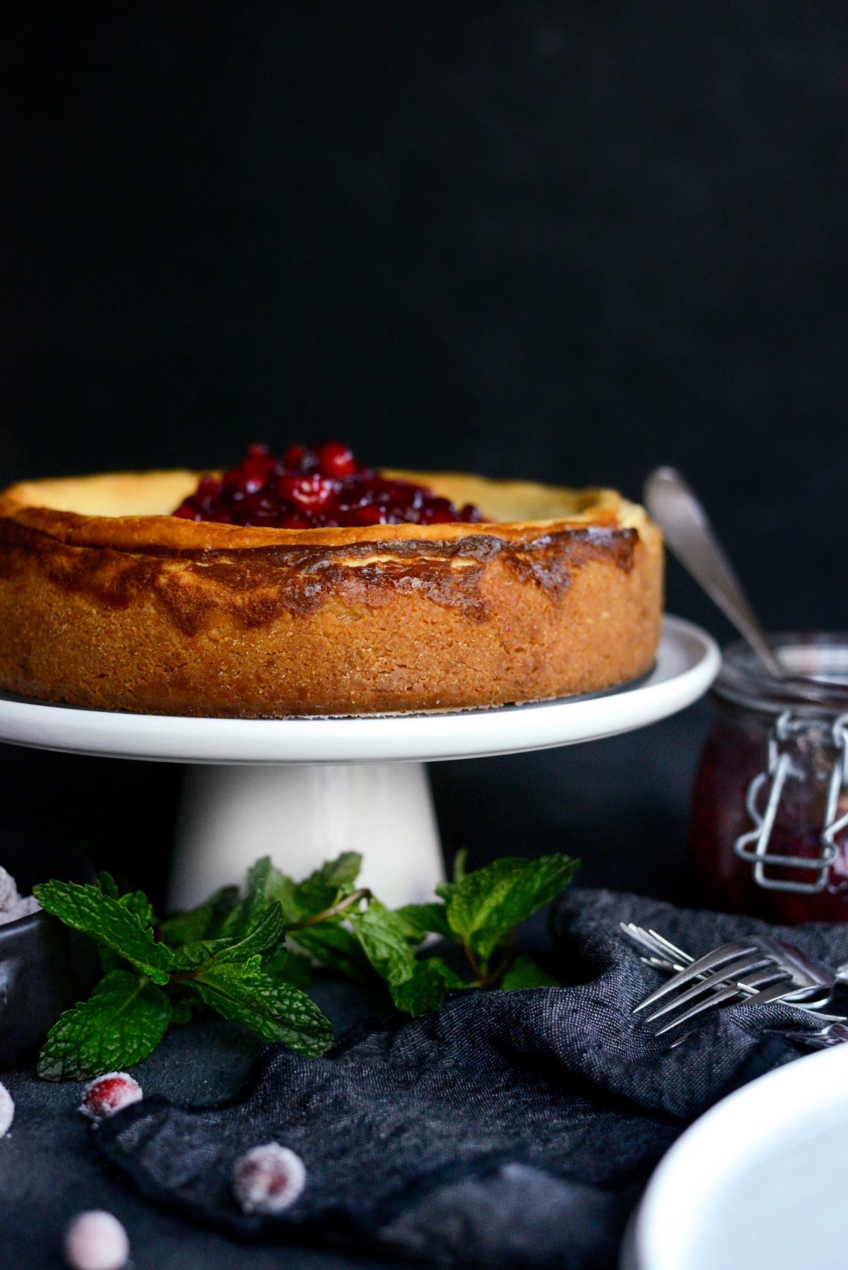 Goat Cheese Cheesecake With Tahini Shortbread Crust - Simply Scratch