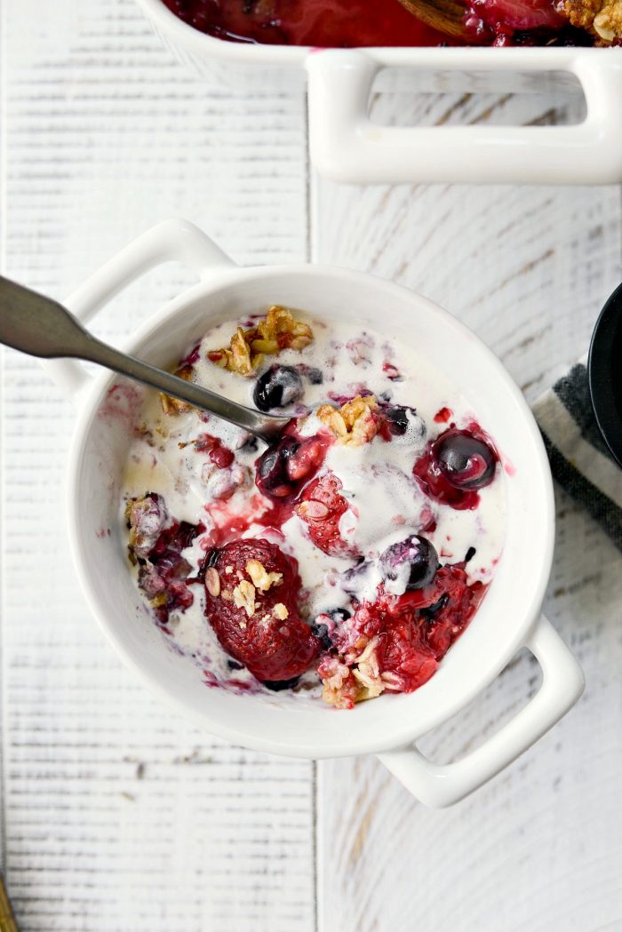 partially eaten Homemade Berry Crisp Recipe.