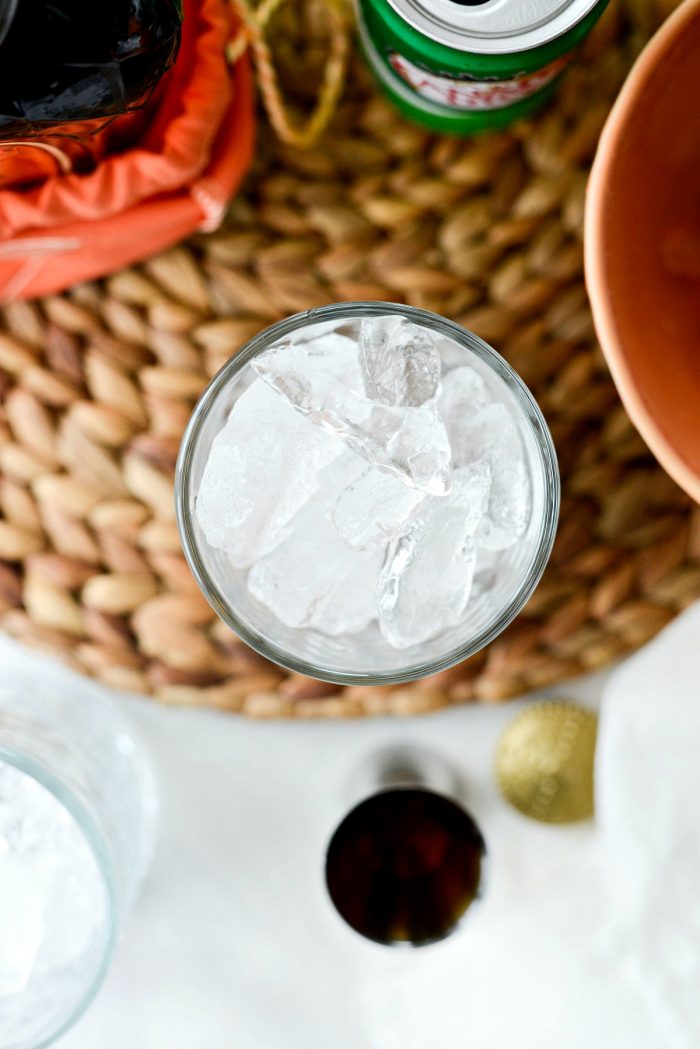 clear textured drinking glasses filled with ice.