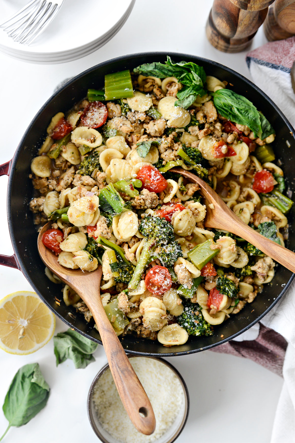 One Pan Lemony Orecchiette With Sausage And Broccolini Simply Scratch