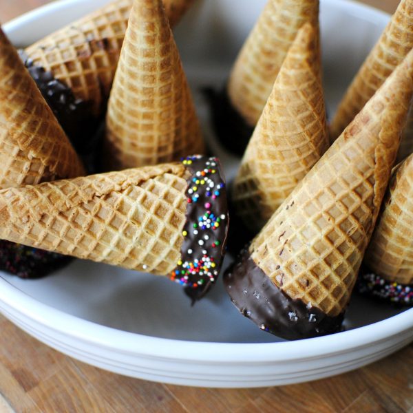 Chocolate Dipped Ice Cream Cones - Simply Scratch