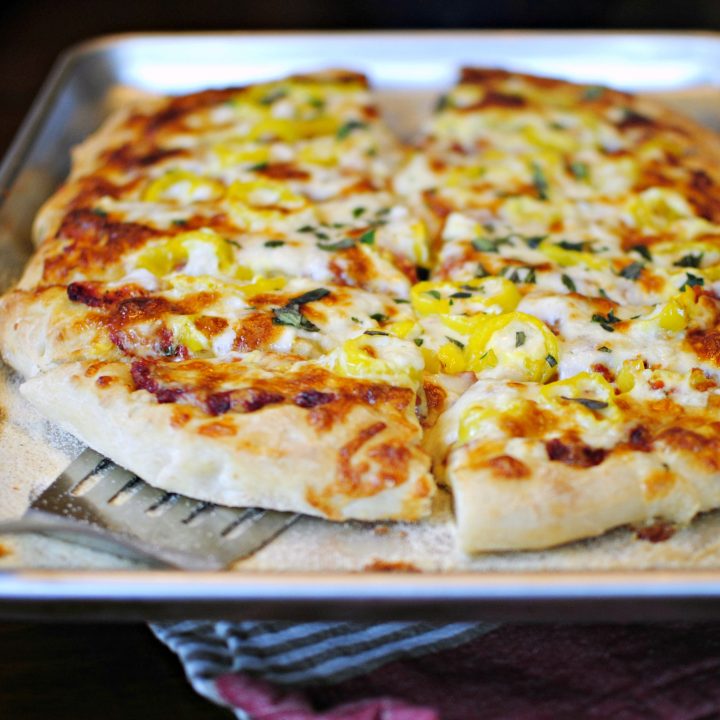 Mediterranean Pizza With Roasted Red Pepper Pizza Sauce Simply Scratch