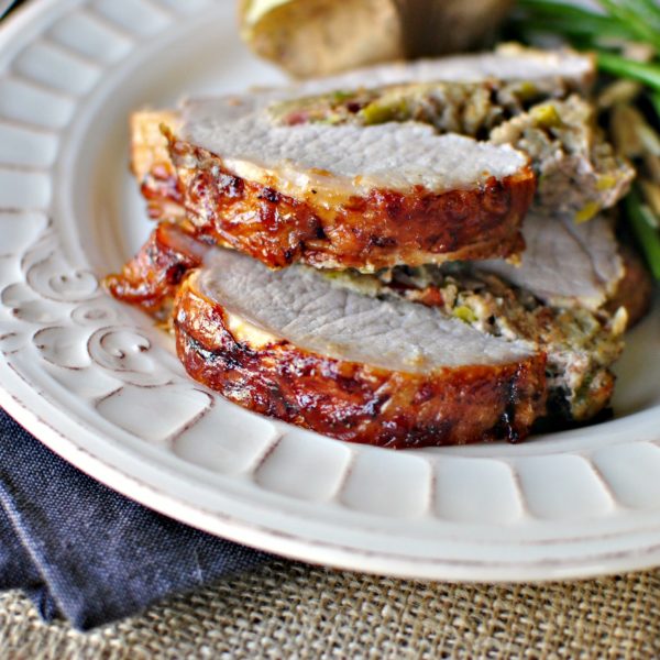 Stuffed Pork Roast With Raspberry Balsamic Glaze Simply Scratch