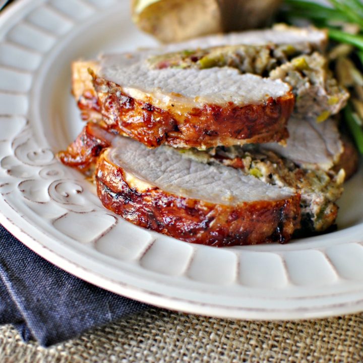 Stuffed Pork Roast with Raspberry Balsamic Glaze - Simply Scratch