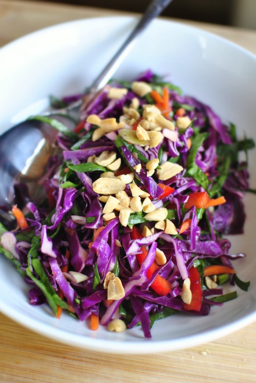 Asian Cabbage Slaw with Basil Ginger Dressing - Simply Scratch