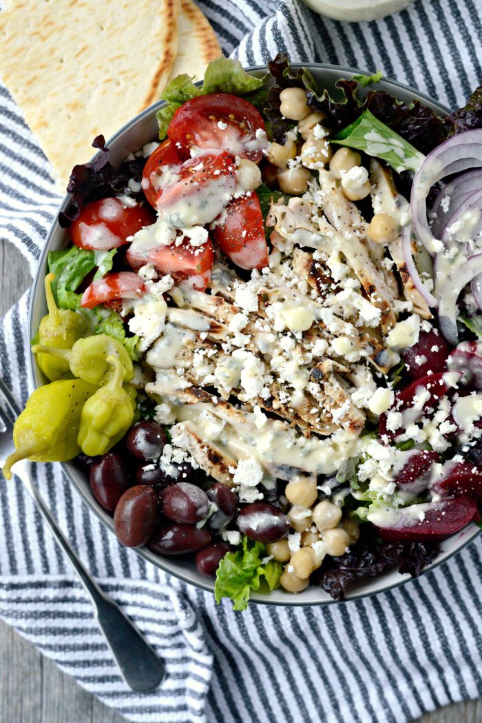 The Best Grilled Chicken Greek Salad with Creamy Greek Dressing ...