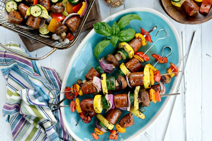 Simply Scratch 30-minute Chicken Sausage and Italian Vegetable Kebabs ...