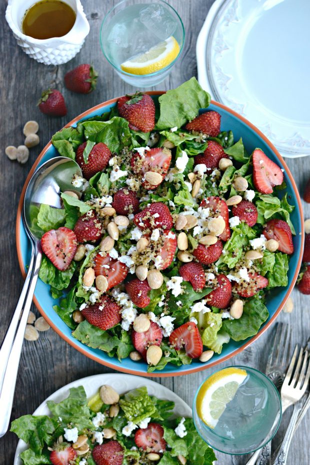 Strawberry Goat Cheese Salad with Crispy Fried Quinoa - Simply Scratch