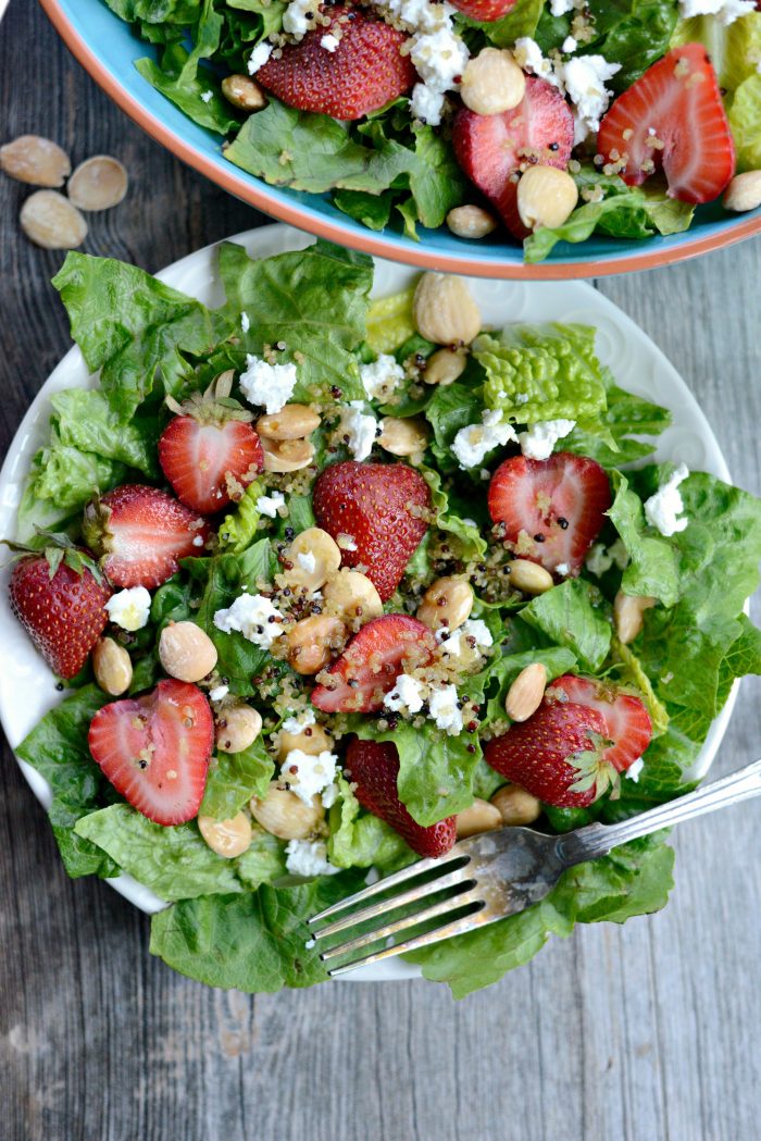 Strawberry Goat Cheese Salad with Crispy Fried Quinoa - Simply Scratch