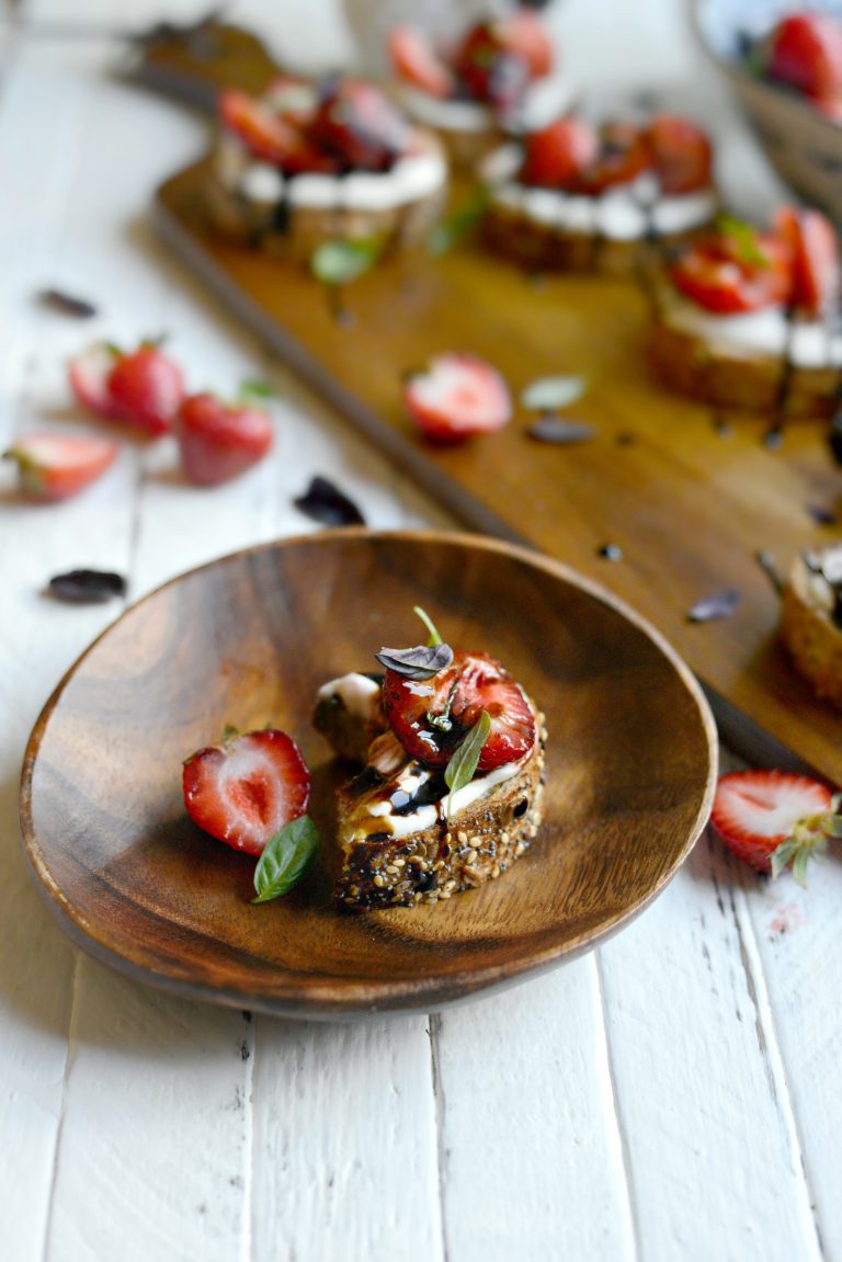 Strawberry Bruschetta with Honey Whipped Goat Cheese - Simply Scratch