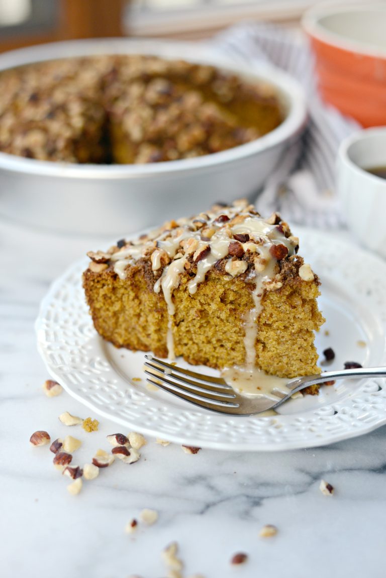 Pumpkin Coffee Cake with Hazelnut Streusel - Simply Scratch