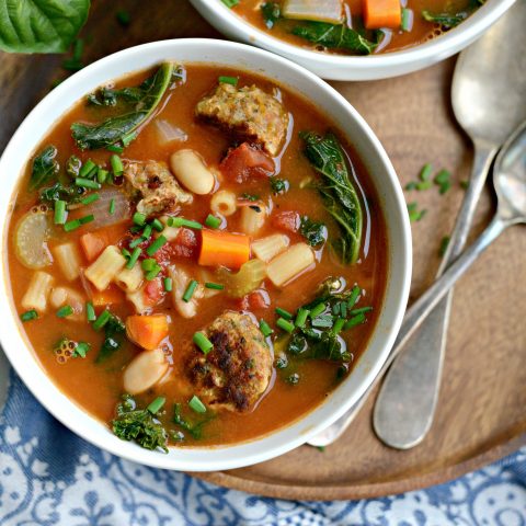 Italian Turkey Meatball Minestrone Soup - Simply Scratch