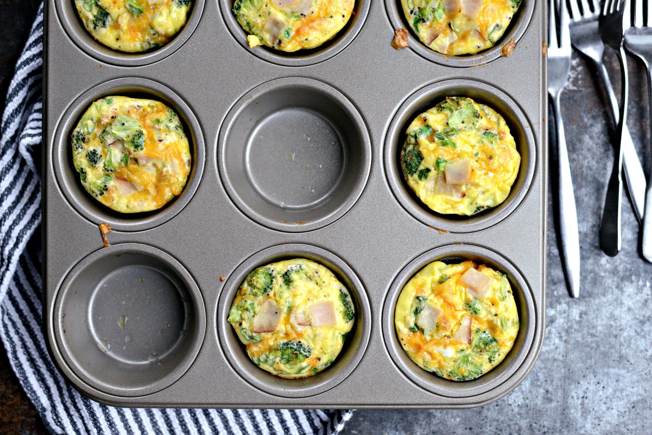 Turkey, Broccoli and Cheddar Mini Frittatas - Simply Scratch