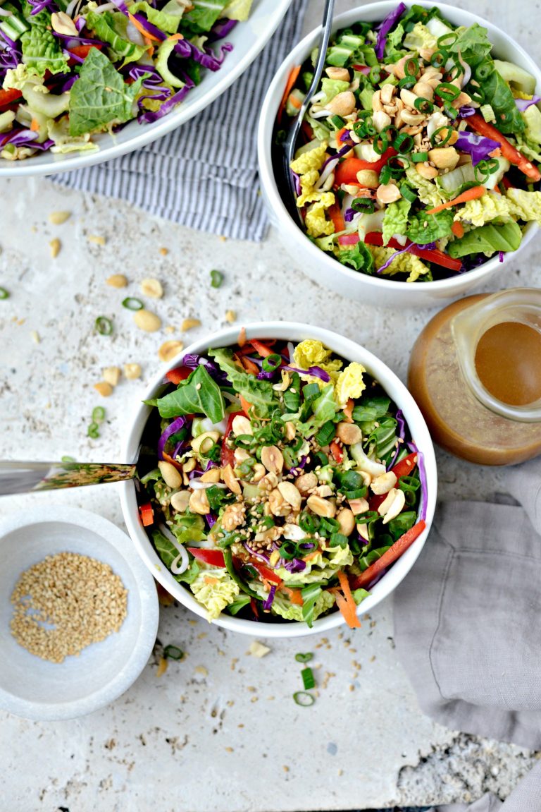 Crunchy Asian Veggie Salad with Honey Ginger Peanut Dressing Simply