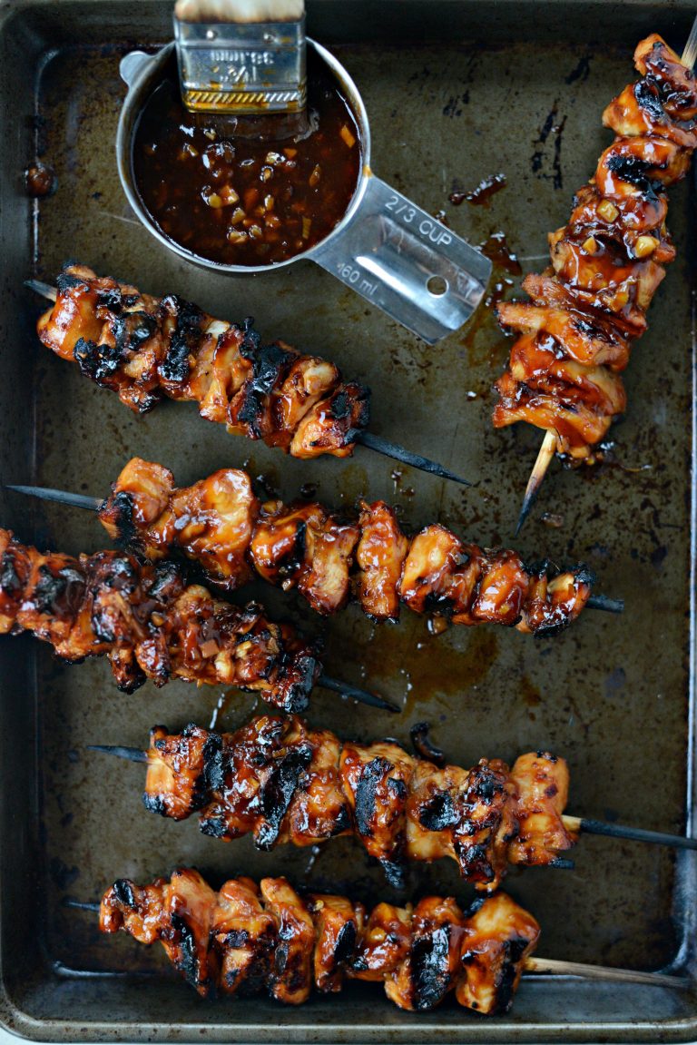 Grilled Sticky Sweet Chicken Skewers - Simply Scratch