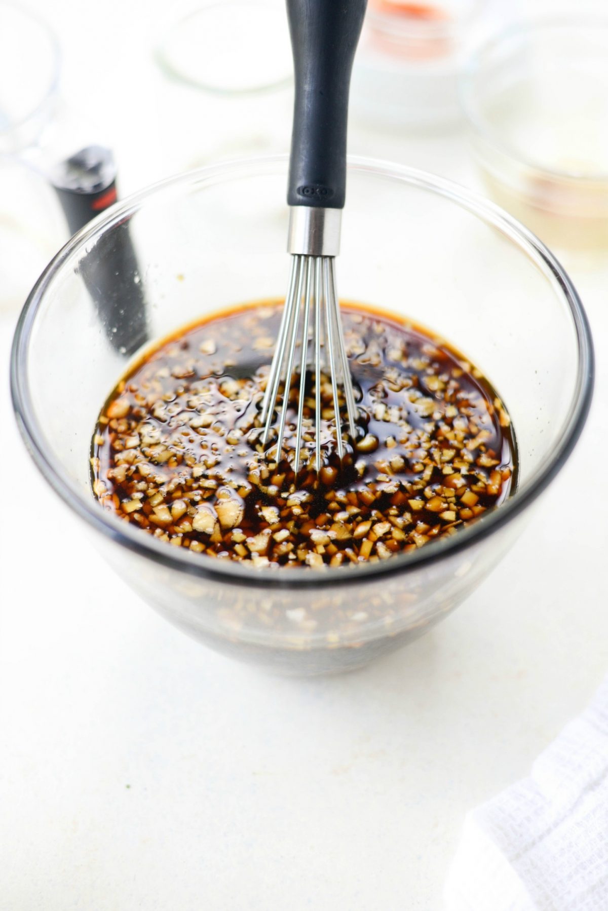 Mongolian beef stir-fry sauce in bowl.