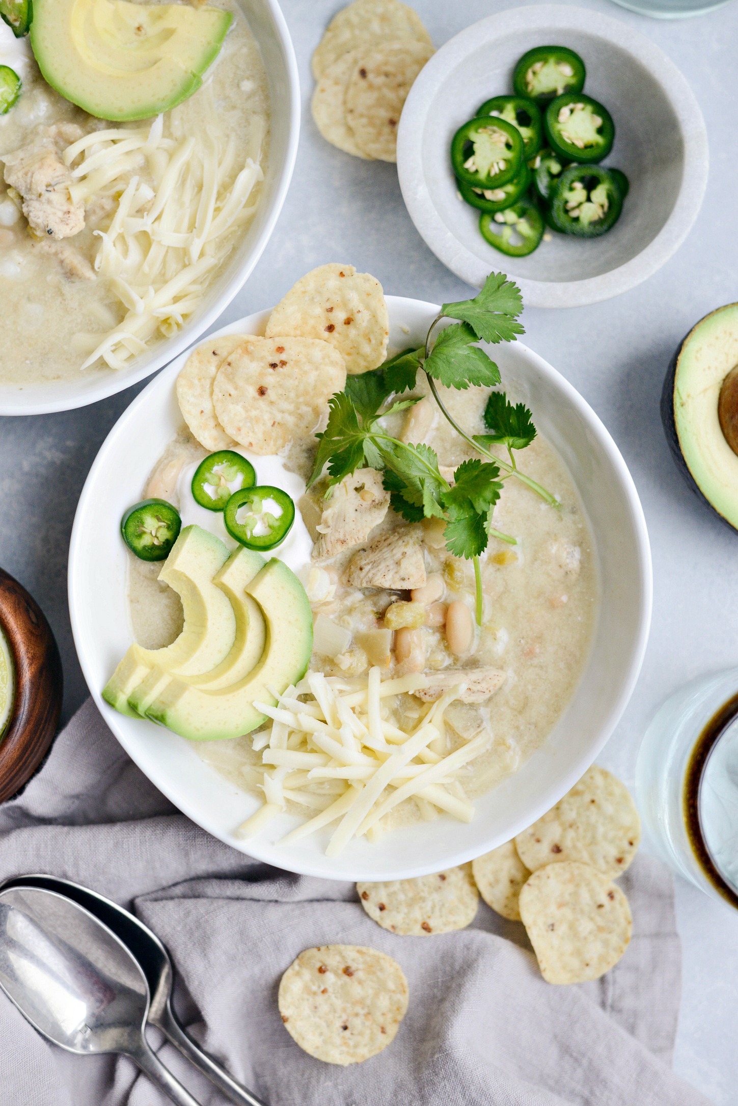 One Pot Lighter White Chicken Chili - Simply Scratch