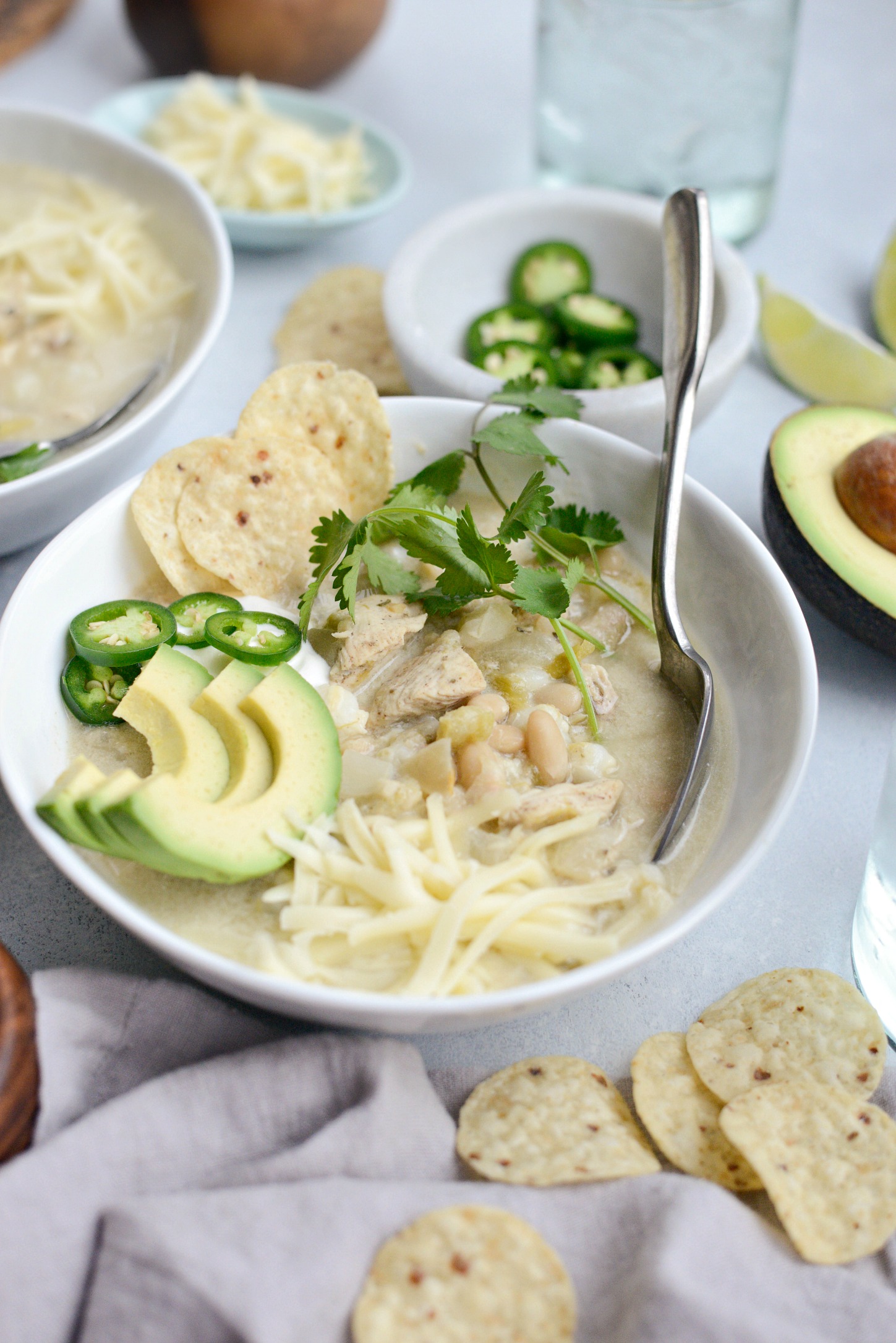 One Pot Lighter White Chicken Chili - Simply Scratch