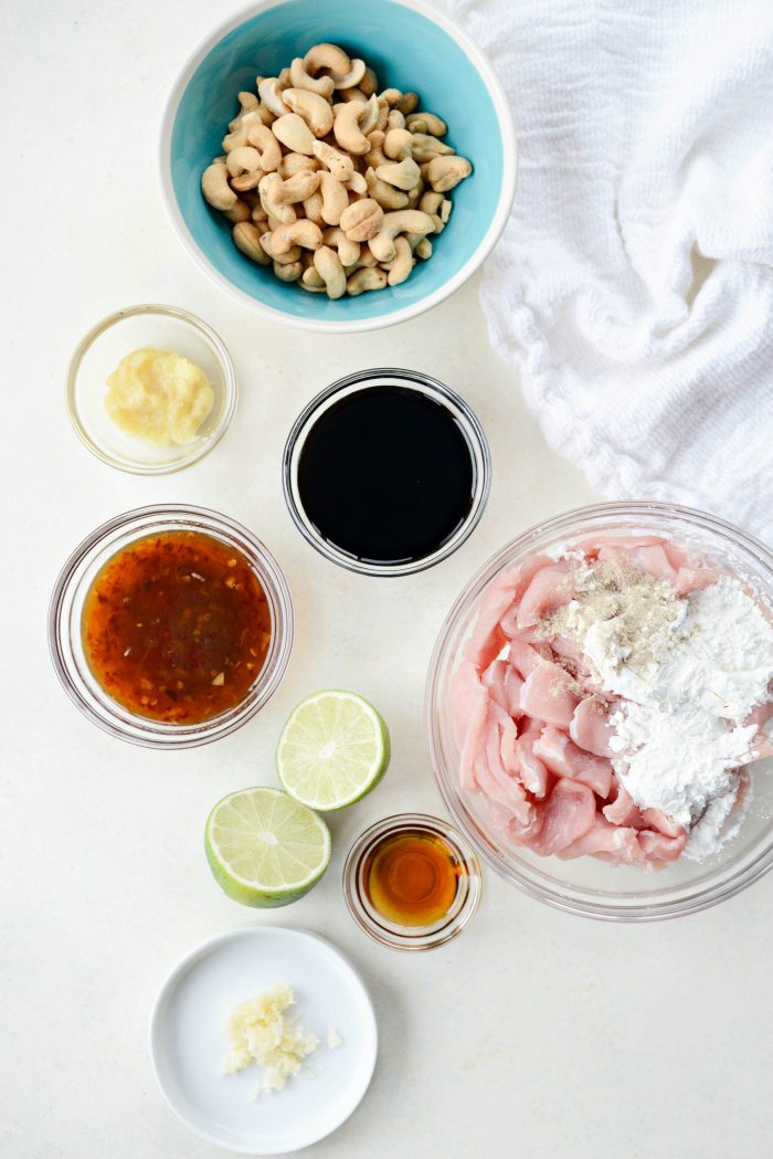 ingredients for Spicy Ginger Cashew Pork