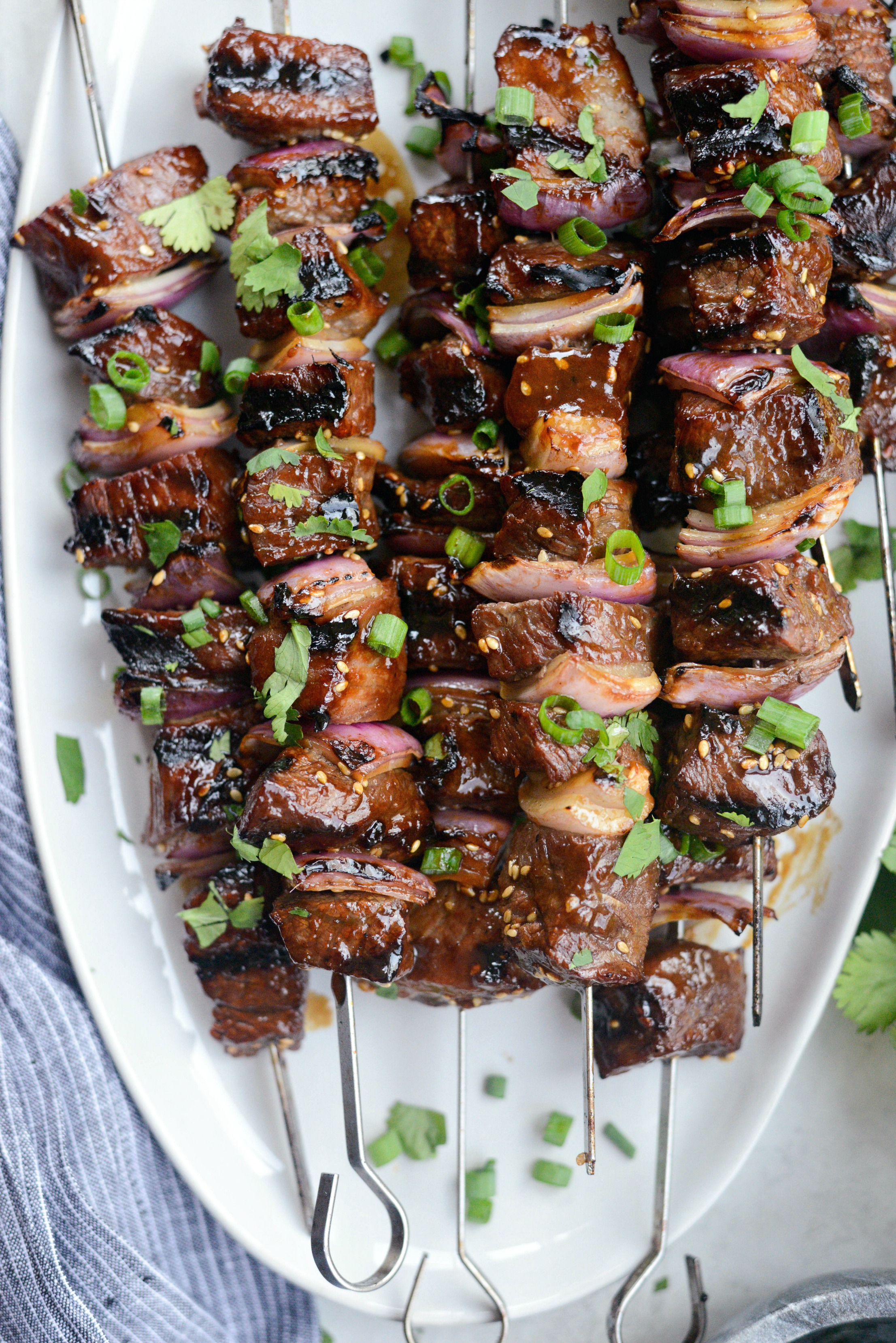 Grilled Asian Garlic Steak Skewers