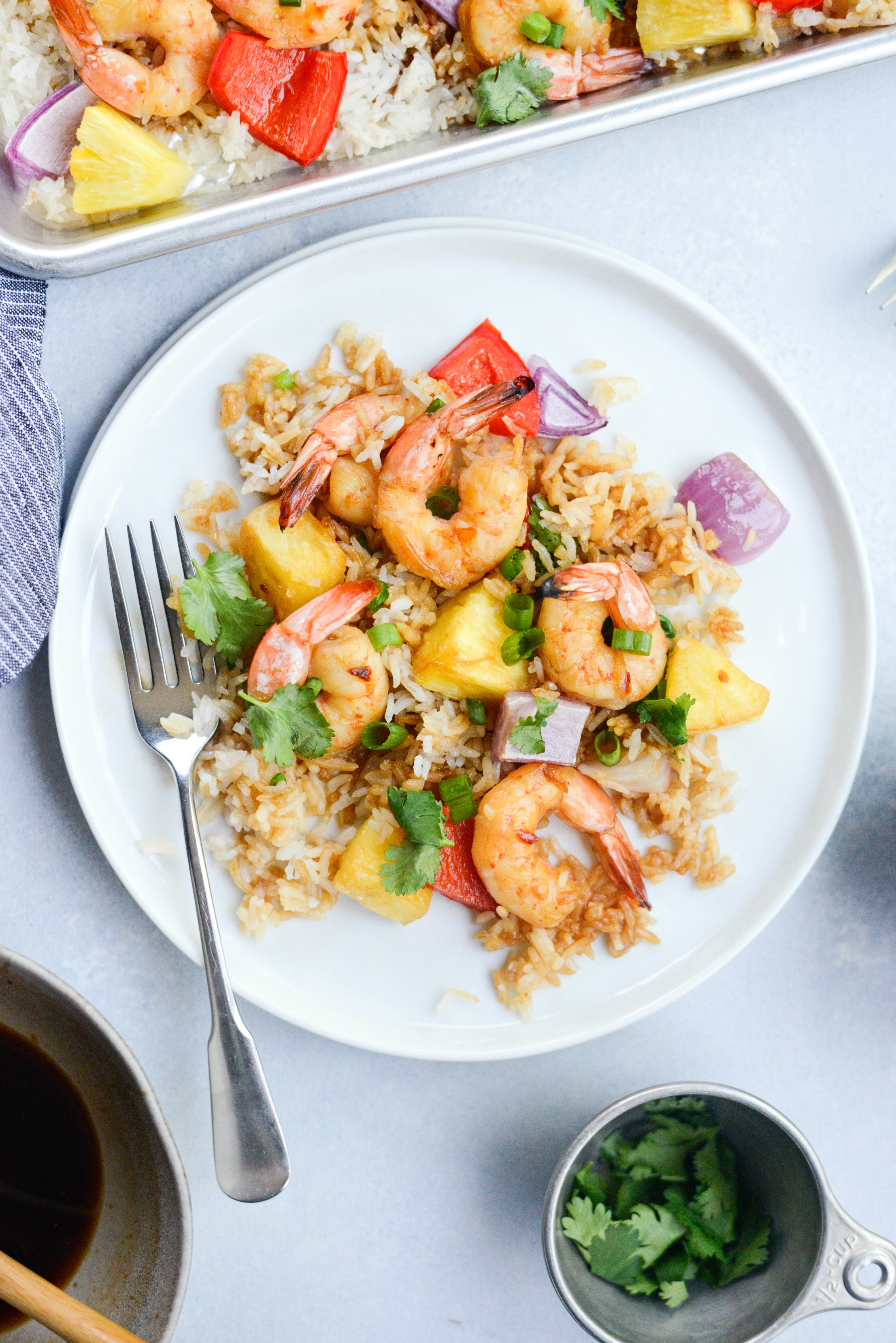 Sheet-Pan Shrimp, Pineapple & Peppers with Rice