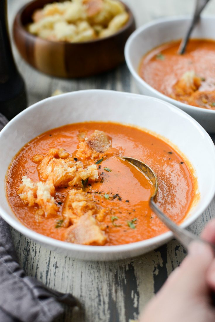 Homemade Roasted Red Pepper Tomato Soup - Simply Scratch