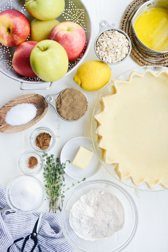 Brown Sugar Apple Pie With Oatmeal Thyme Crumble Simply Scratch