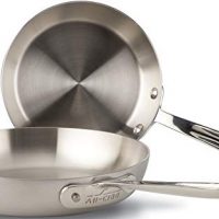 All-Clad BD5510609 D5 Geborsteld 18/10 roestvrij staal 5-lagen gebonden vaatwasserbestendig 7,5-inch en 9-inch Franse pan pannenset, 2-delig, zilver