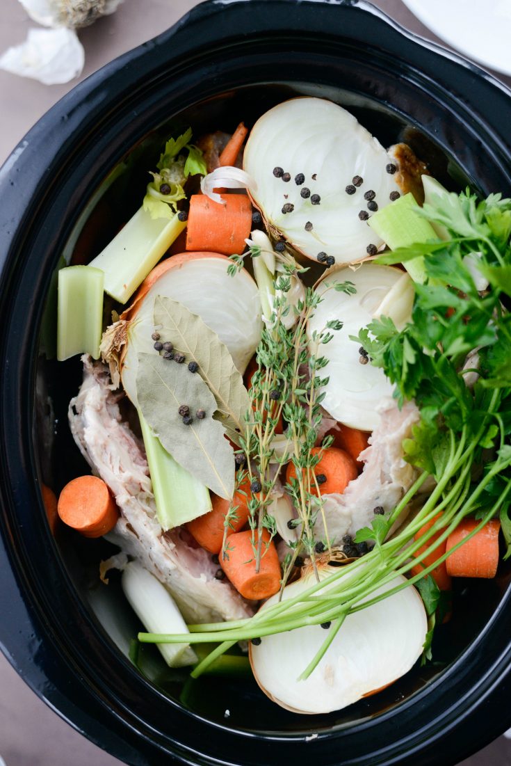 Slow Cooker Homemade Turkey Stock - Simply Scratch