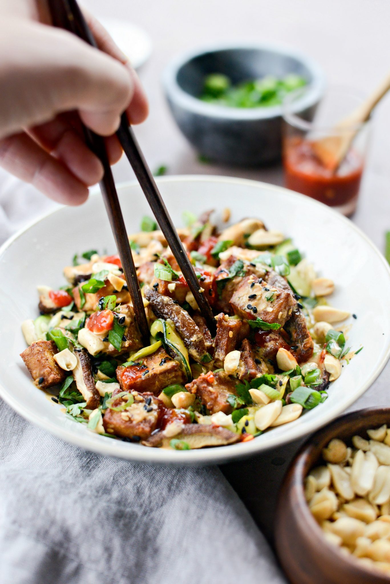 Crispy Air Fryer Tofu with Peanut Sauce - Simply Scratch