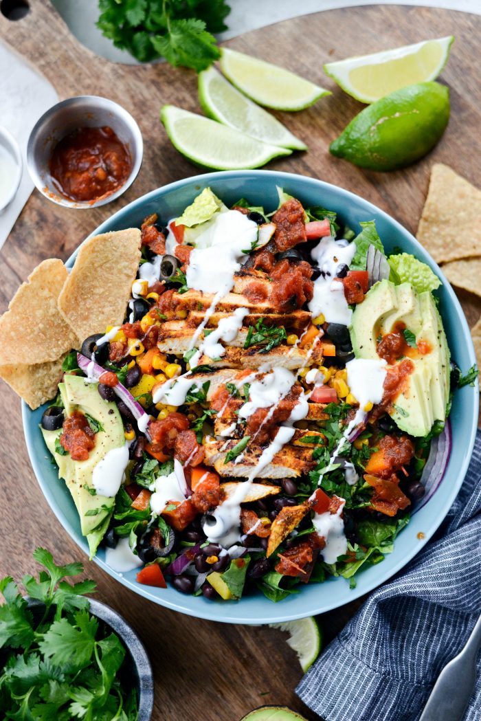 Southwest Chicken Salsa Ranch Taco Salad - Simply Scratch
