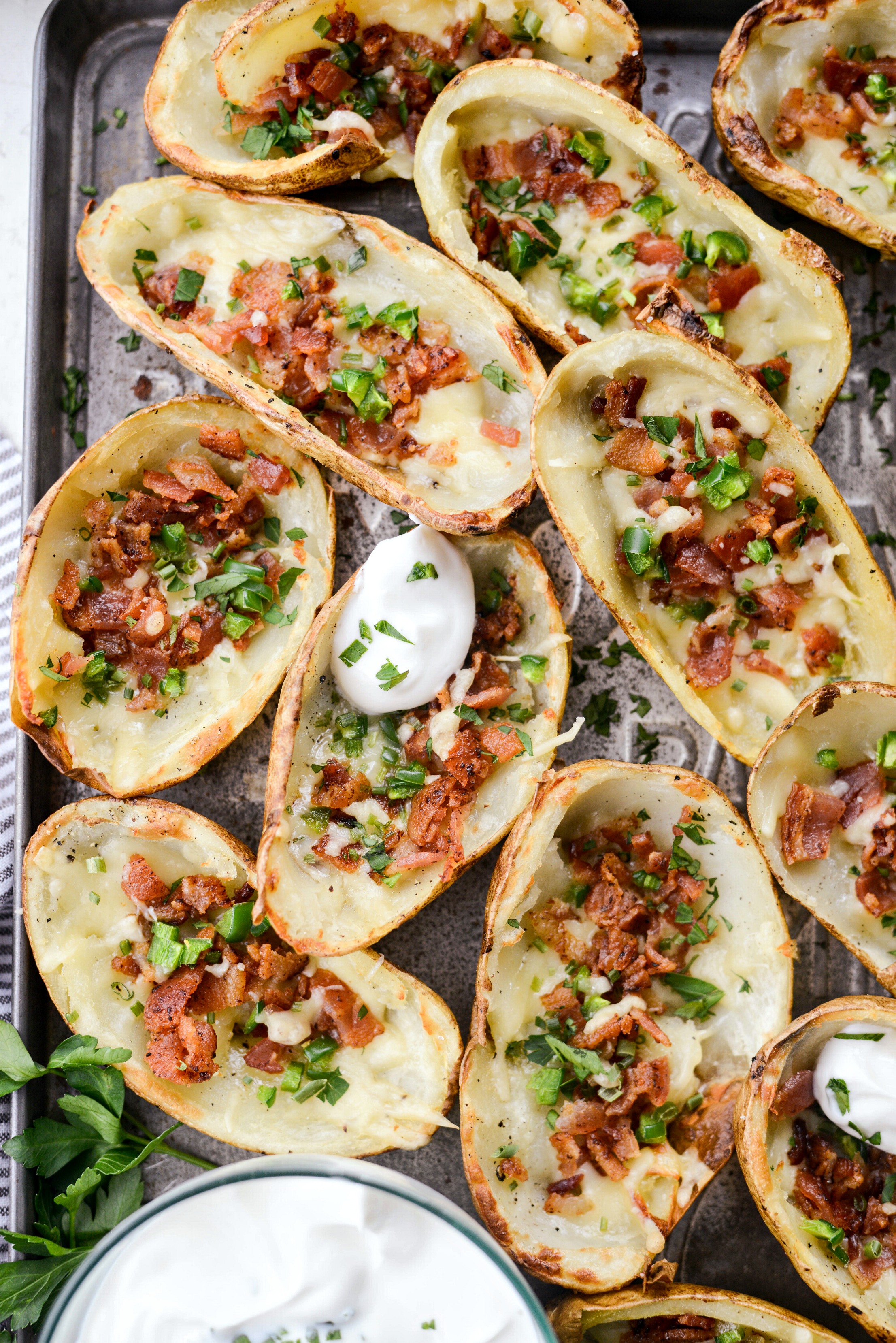 Irish Cheddar Bacon Jalapeño Potato Skins - Simply Scratch