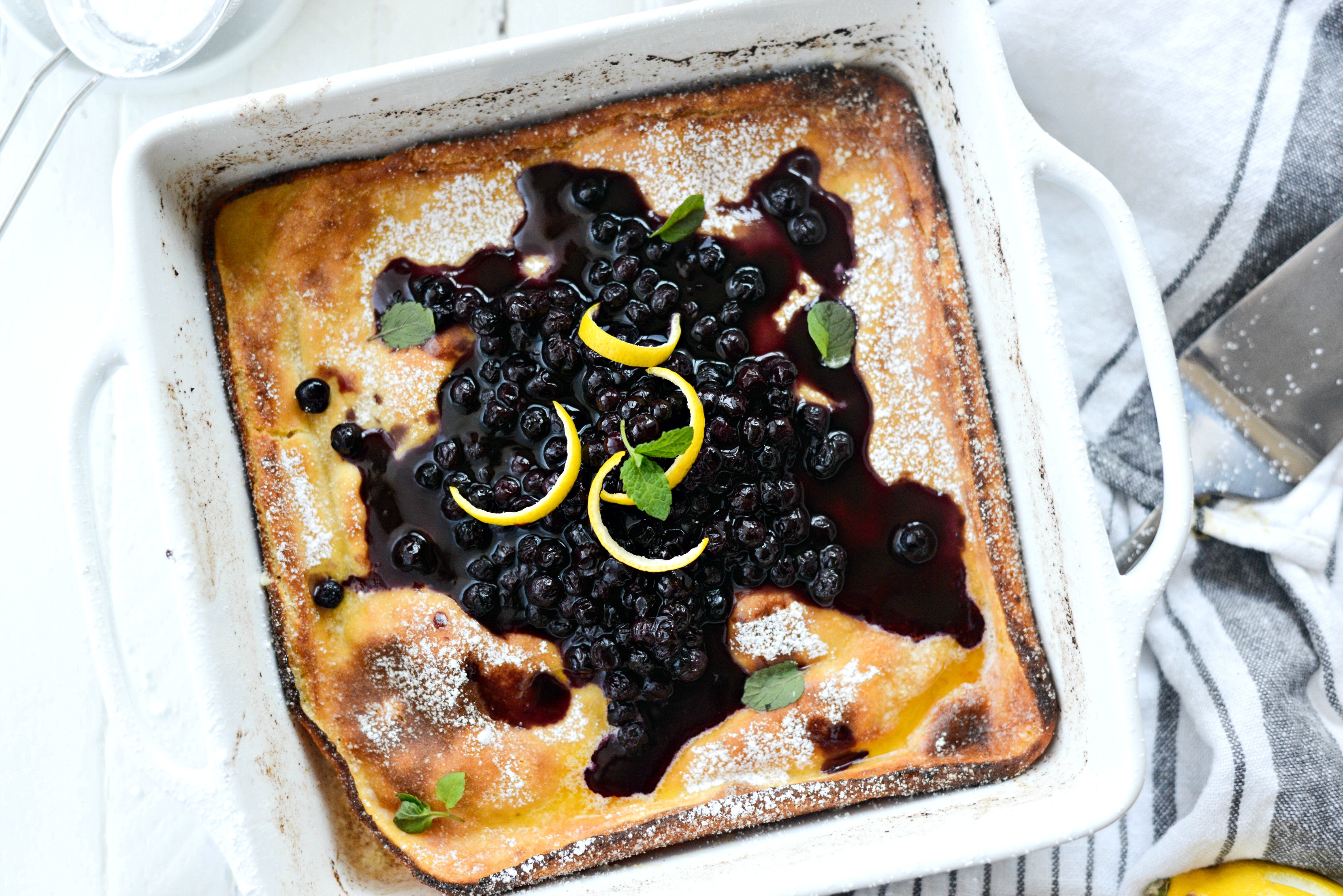 Lemon Ricotta Puff Pancake With Wild Blueberry Syrup - Simply Scratch