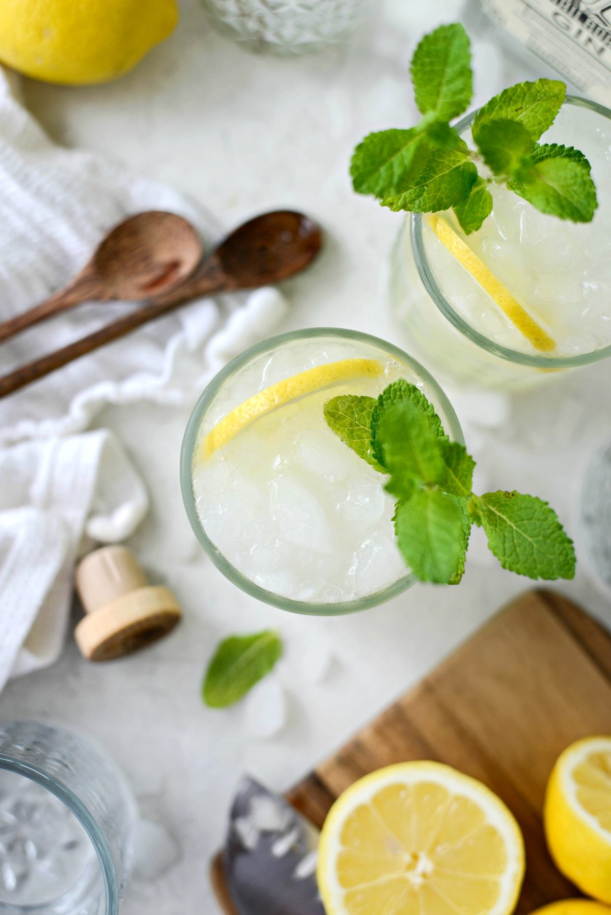 top down shot of Lemon Gin Fizz l SimplyScratch.com #lemon #gin #cocktail #adultbeverage #drink