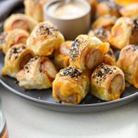 Pigs in a Blanket with Jalapeño Mustard Dip l SimplyScratch.com #smokedsausage #kalache #appetizer #snack