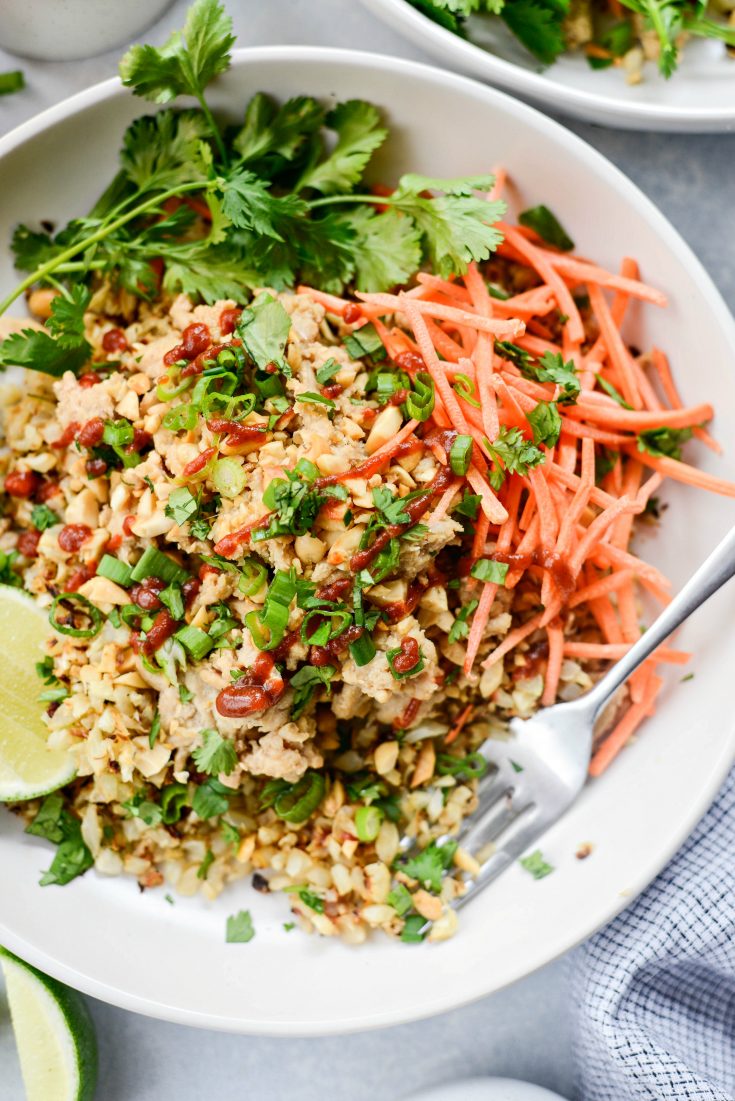 Quick Thai Chicken Cauliflower Rice Bowl - Simply Scratch