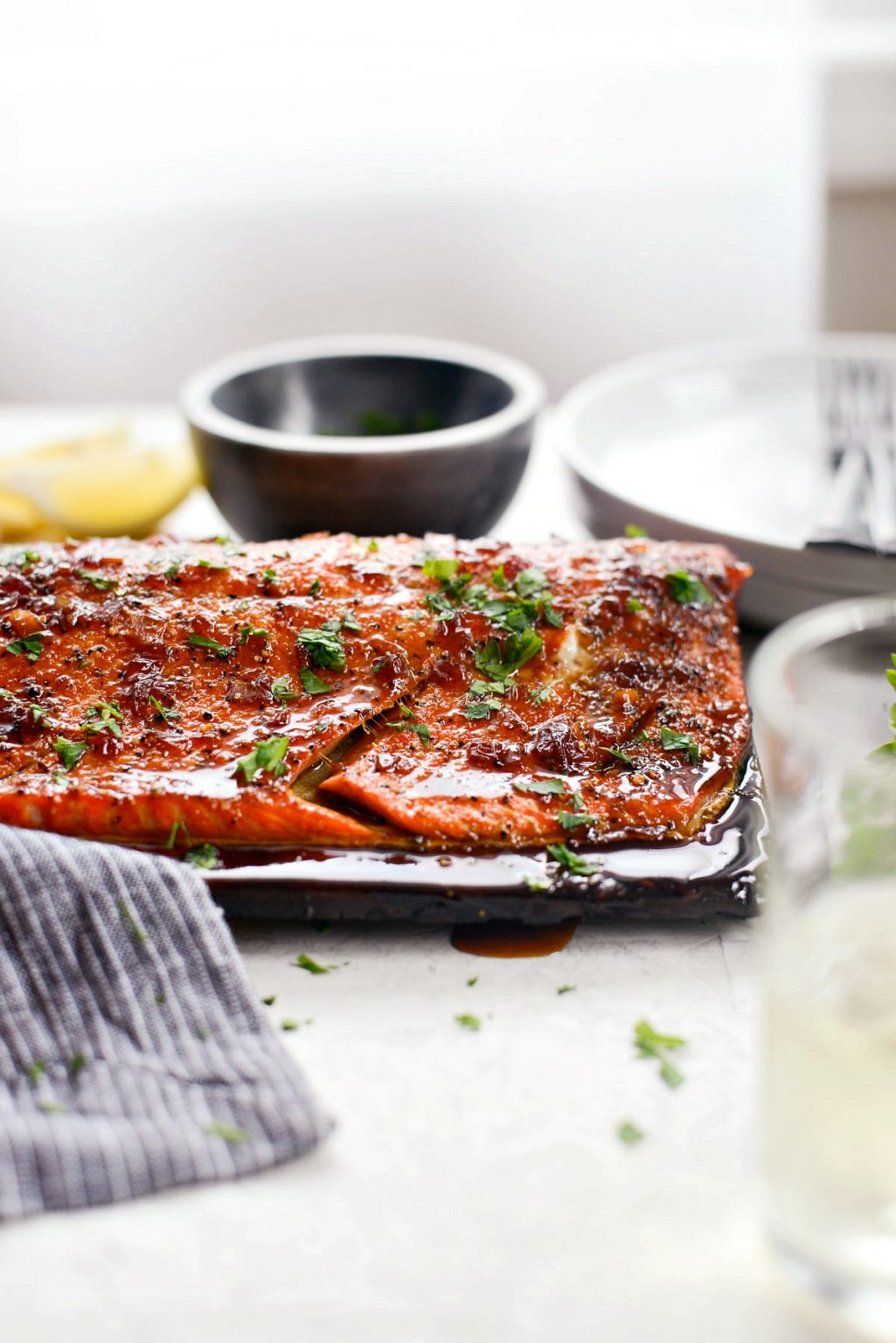 Grilled Whiskey Glazed Cedar Plank Salmon - Simply Scratch