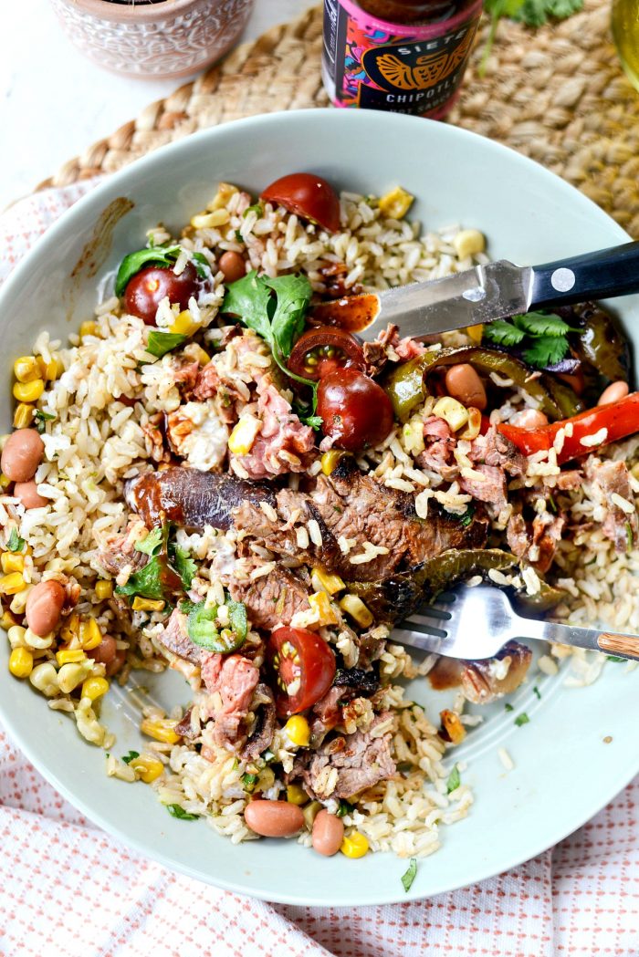 Grilled Chipotle Steak Fajita Rice Bowl Simply Scratch