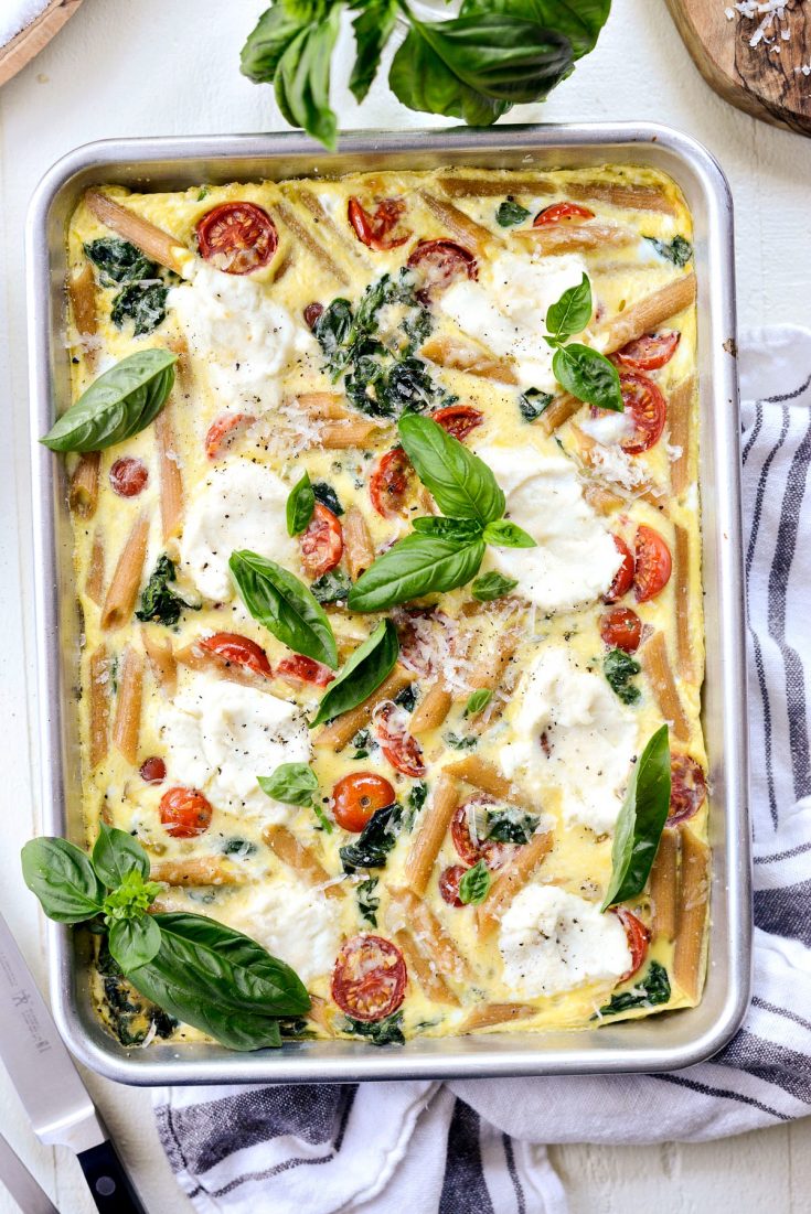 Sheet Pan Spinach Tomato Ricotta Pasta Frittata Simply Scratch 5776