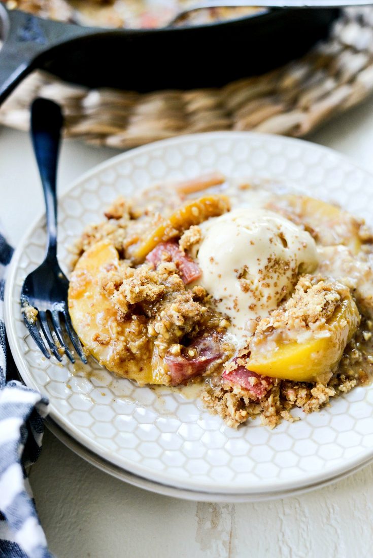 Skillet Peach Rhubarb Crisp - Simply Scratch