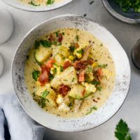 Summer Corn and Zucchini Chowder l SimplyScratch.com #summer #corn #zucchini #potato #chowder #soup #sweetcorn